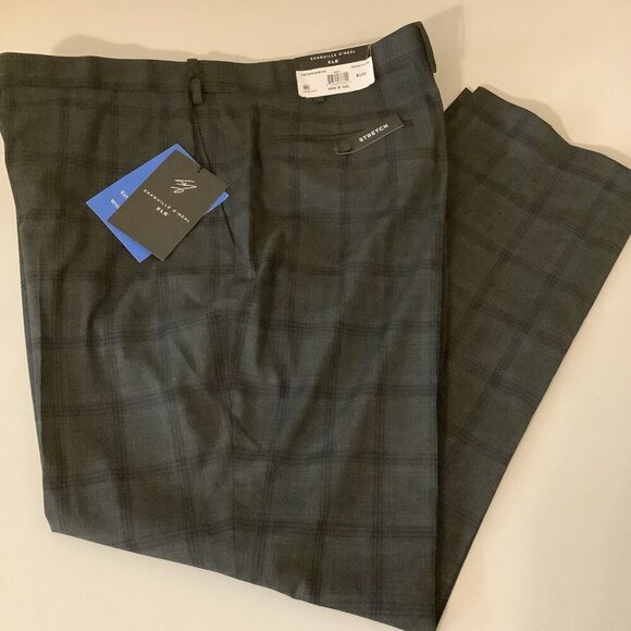 Shaquille O'Neal Big & Tall 48Wx32L Stretch Mens Flat Front Suit Pants Onyx New - Picture 1 of 7